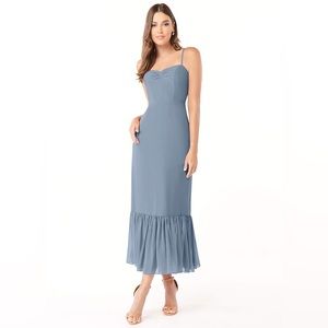 AZAZIE Justina A-Line Sweetheart Neckline Chiffon Ankle-Length Dress dusty blue